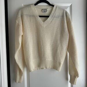 Vintage Varsity V-Neck Cream/ Butter Yellow Sweater size XS/S